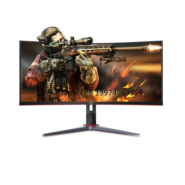 Gaming Monitor Curved - AOC CU34G2X 34-inci Quasi 4K dengan