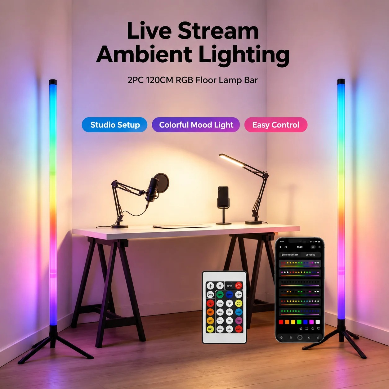 Lampu Lantai Sudut RGB 120CM,  - Esports Gaming Setup ulasan dan harga